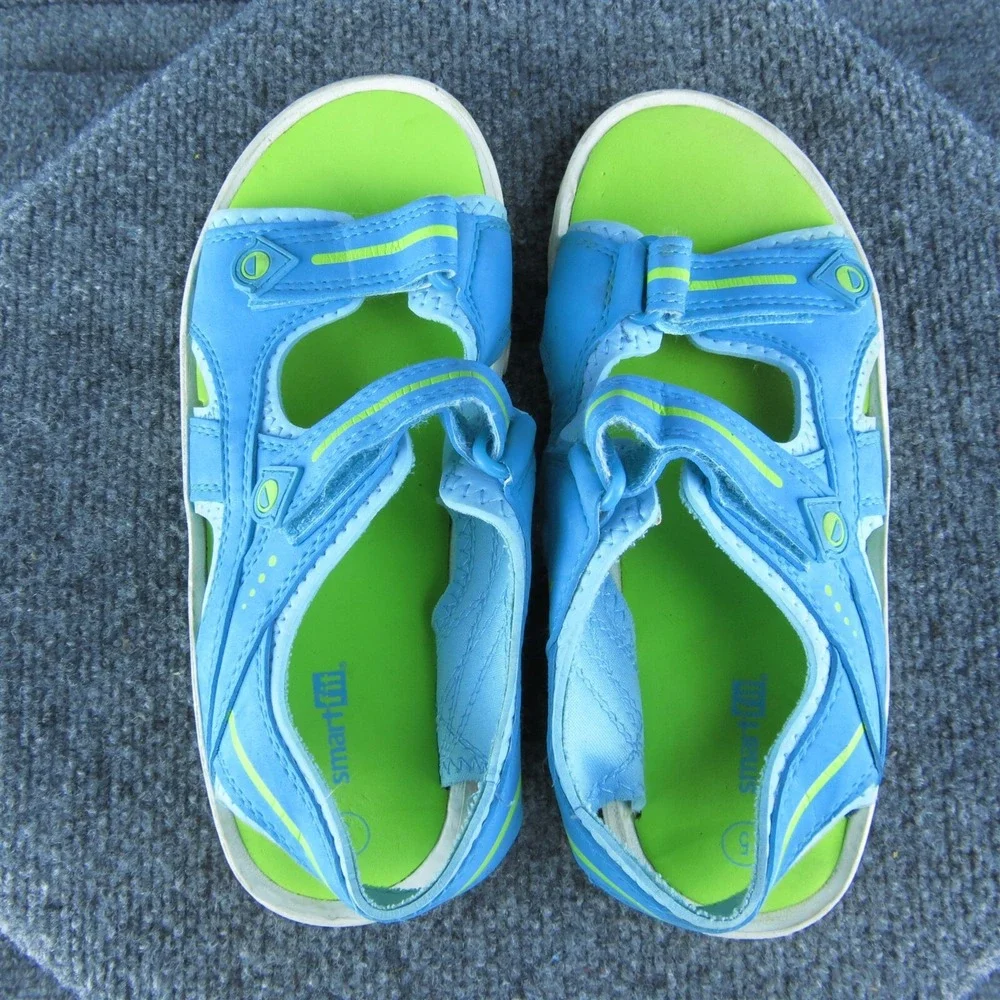 Smartfit Youth Girls‎ Sandals Shoes Size 5 Medium Blue Synthetic Hook & Loop